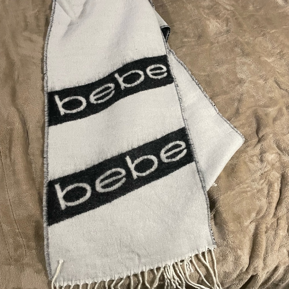 bebe Black and White Logo Scarf